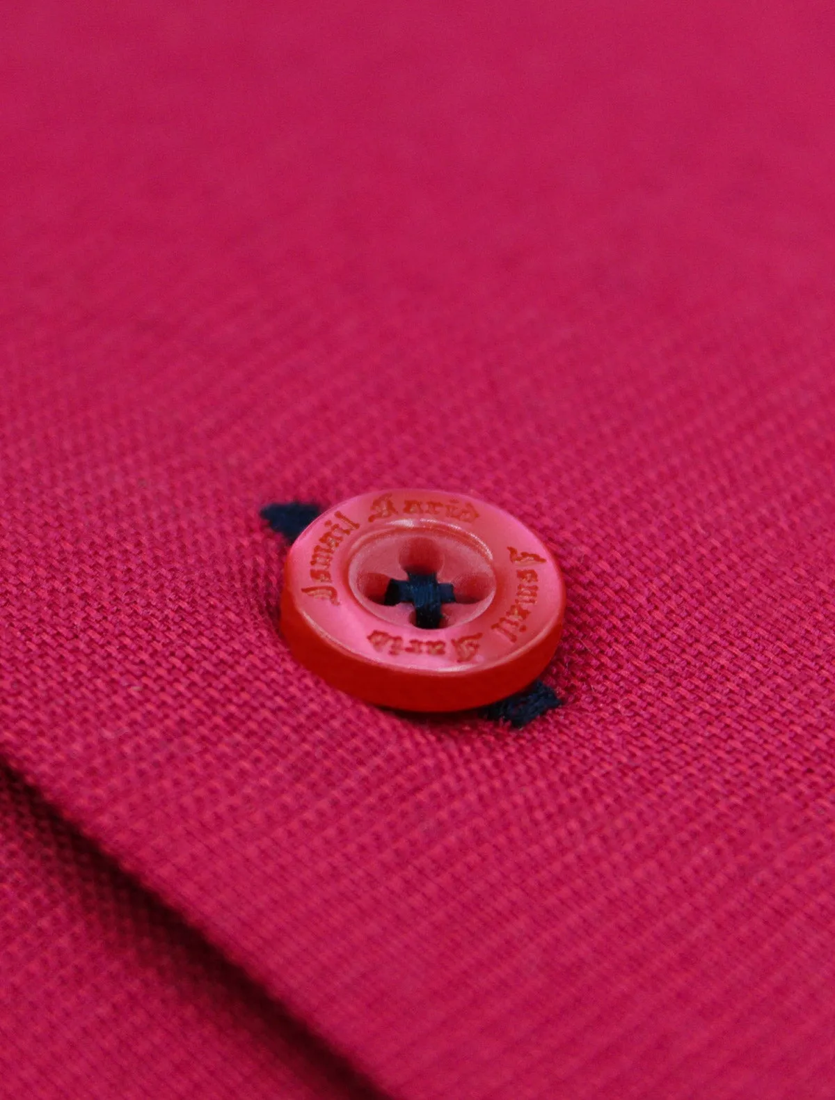 RED MANDARIN COLLAR SHIRT