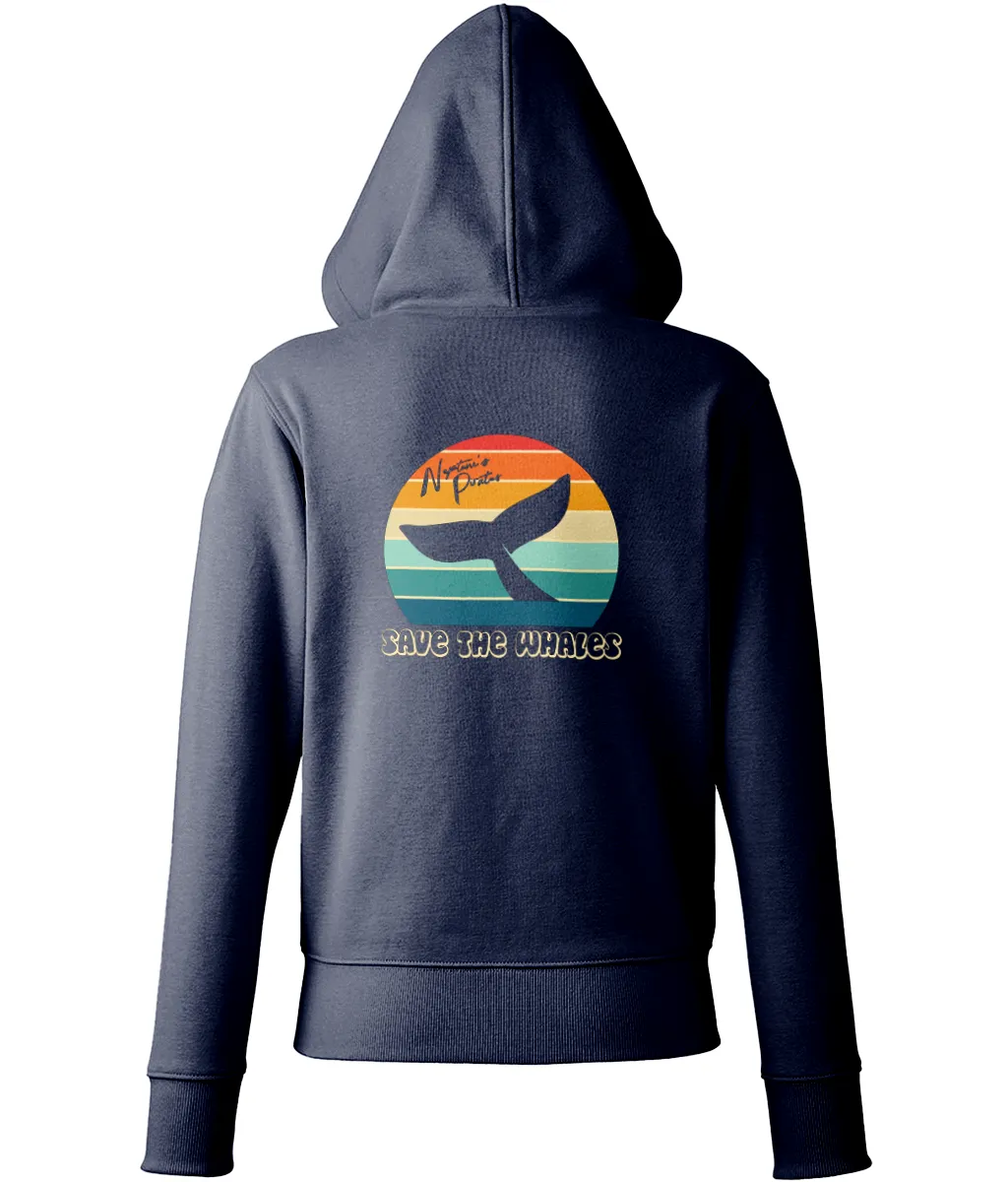 Retro 'Save The Whales' Women's Zip Hoodie