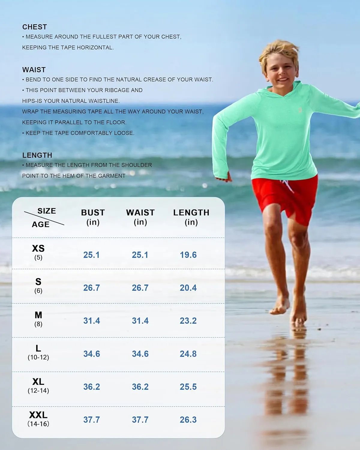 Roadbox Boys Rash Guard Hooded Shirt, Kids UPF 50  Long Sleeve Hoodie, Youth UV Sun Protection Fishing Beach Shirts