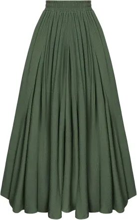 Scarlet Darkness Women Casual Maxi Skirt Flowy Bohemian Renaissance Long Skirts