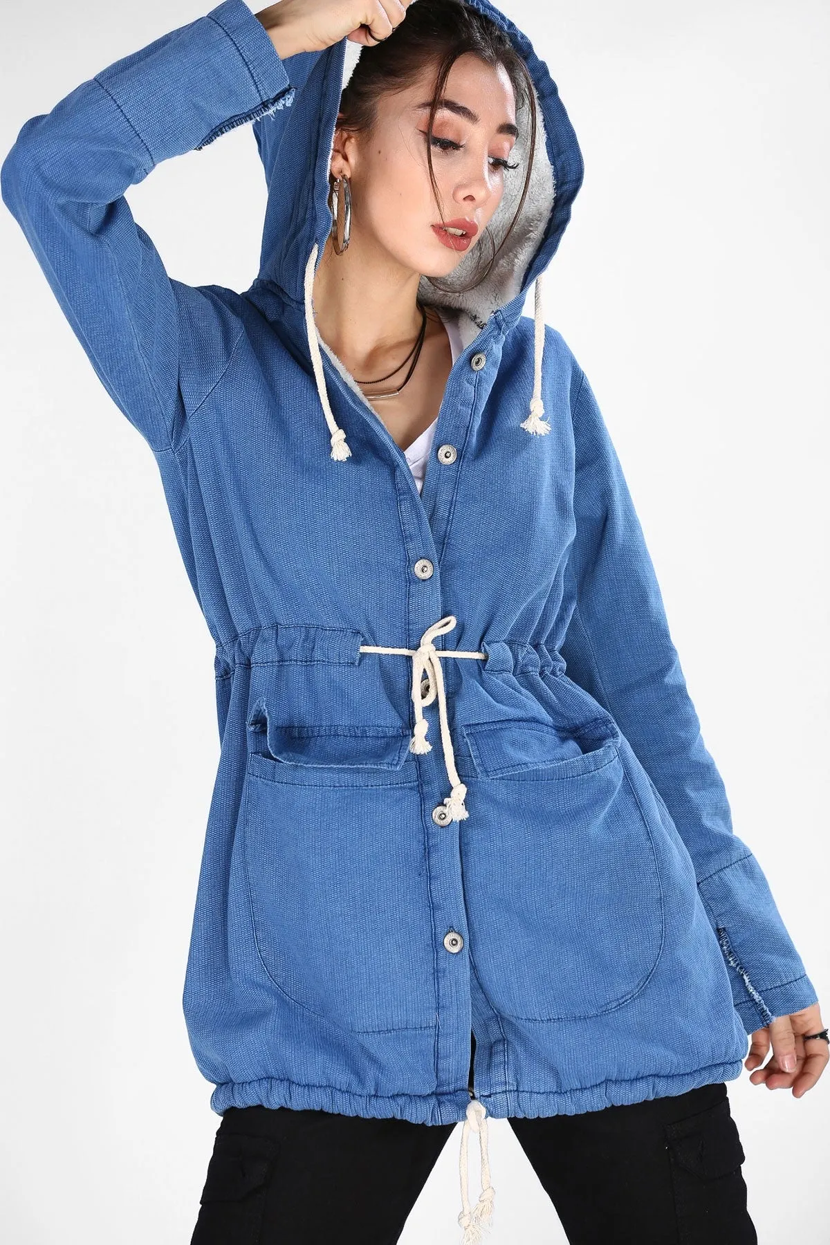 Sidiou Group Women Inner Wool Denim Jacket