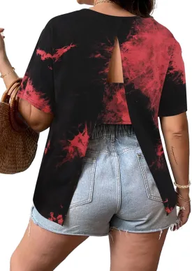 SOFIA'S CHOICE Women's Back Slit Short Sleeve T Shirt Backless Shirt Summer Tee Top