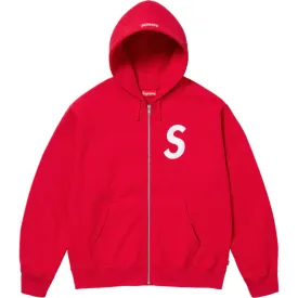 SUPREME S LOGO ZIP UP HOODED SWEATSHIRT 'RED'