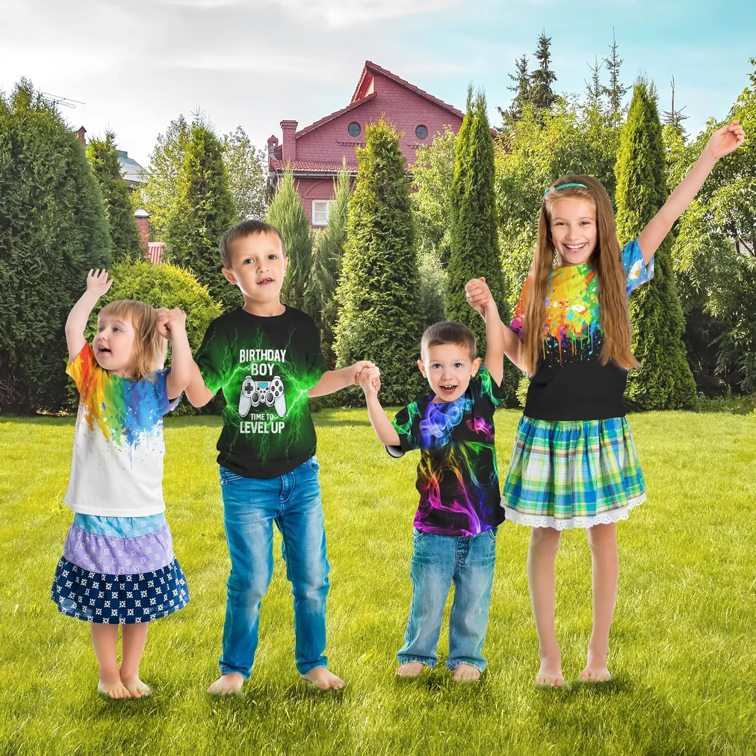 Tiannee Printed Boys T-Shirt, Kids' T-Shirt for Boys, Lightweight Tee for Kids
