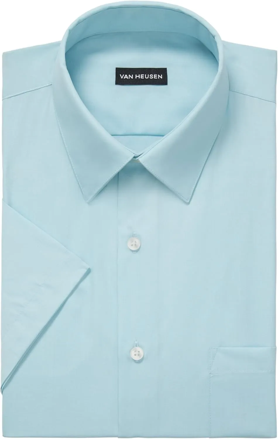 Van Heusen Men's Short Sleeve Dress Shirt Regular Fit Poplin Solid