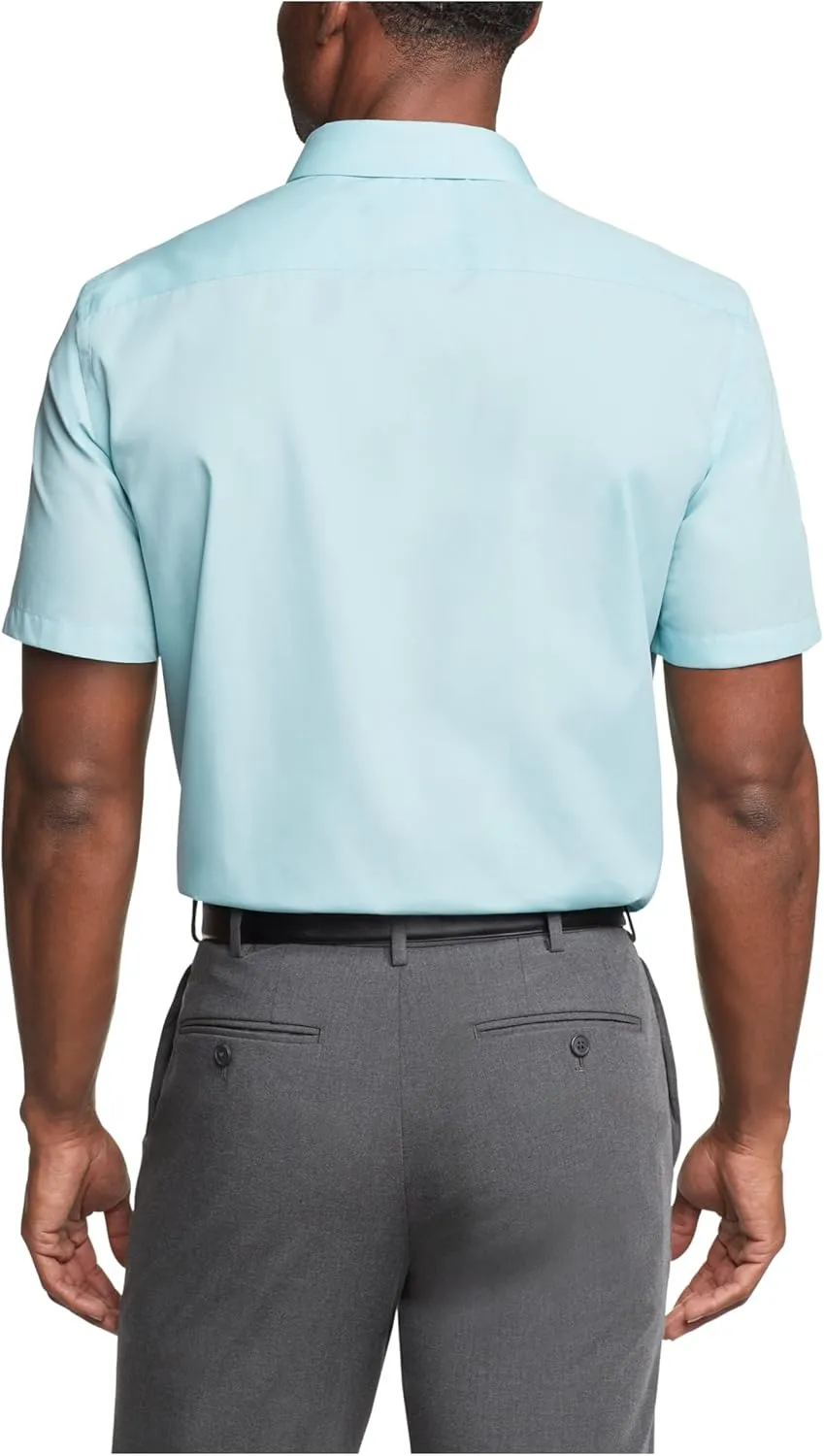 Van Heusen Men's Short Sleeve Dress Shirt Regular Fit Poplin Solid