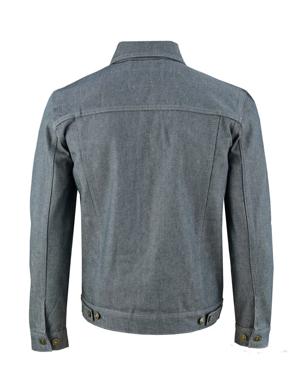 Vance Mens Grey Heavy Duty Denim Button Front Motorcycle Jacket, Jean Jacket for Men