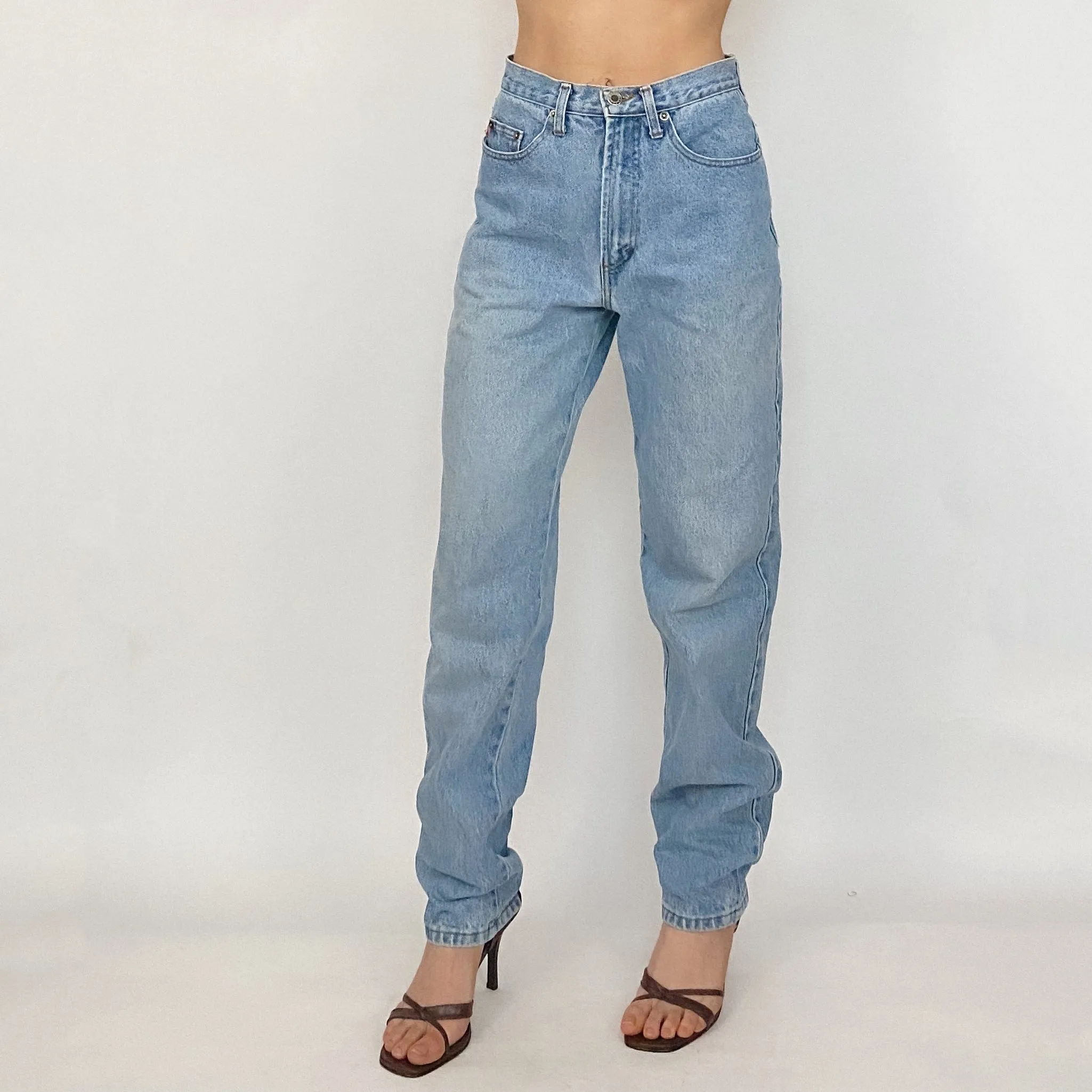 vintage high rise light wash jeans - size 26