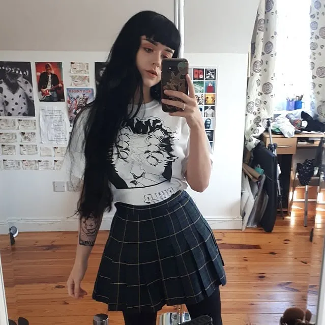Vintage high waist plaid skirt KF50131