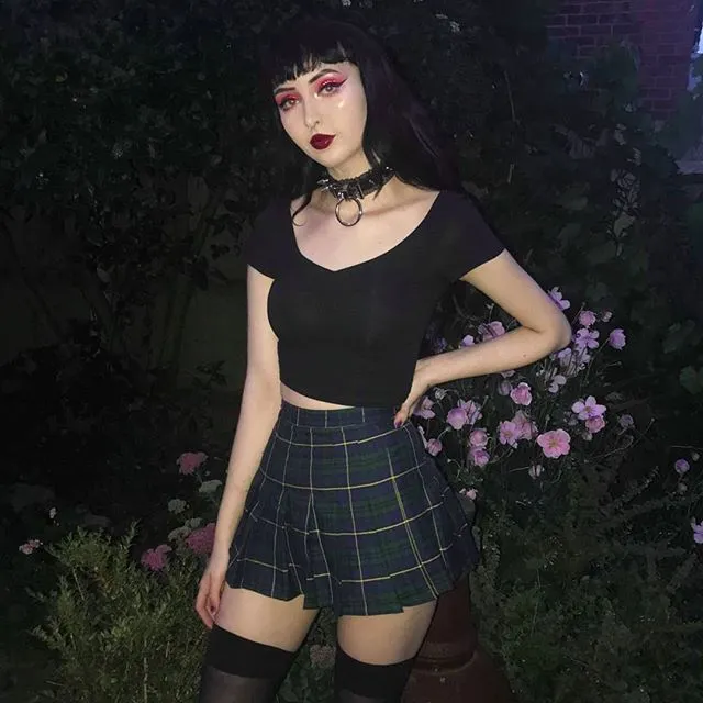 Vintage high waist plaid skirt KF50131