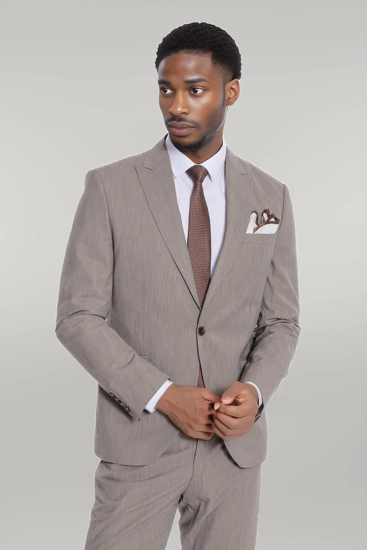 WSS Plain 2 Piece Slim Fit Dark Grey Men Suit  - Singen