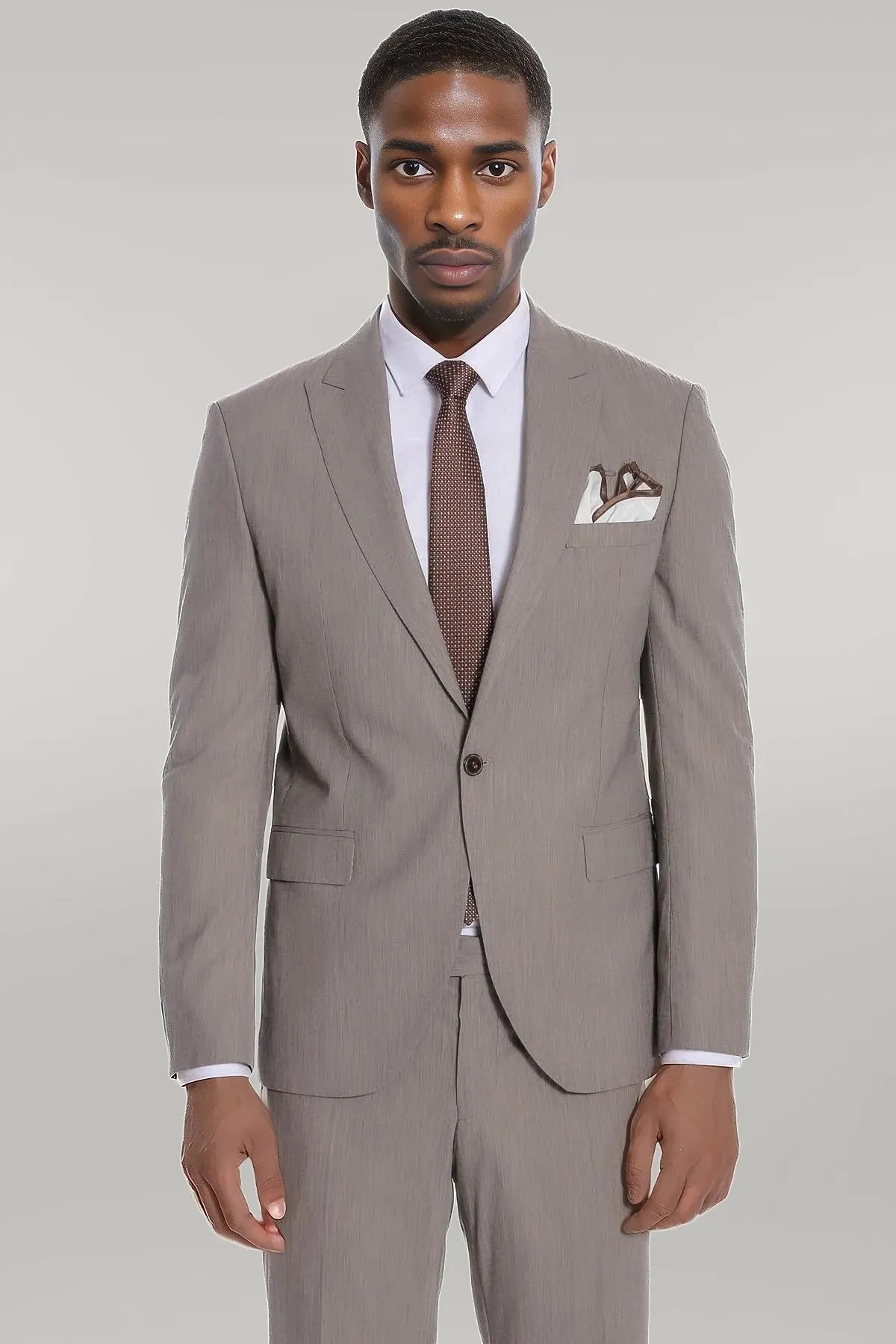 WSS Plain 2 Piece Slim Fit Dark Grey Men Suit  - Singen