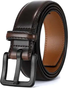 XZQTIVE Men??s Metal Free Belt Hypoallergenic Leather Belts For Jeans Dress Nickle Free TSA Belt With Black Buckle