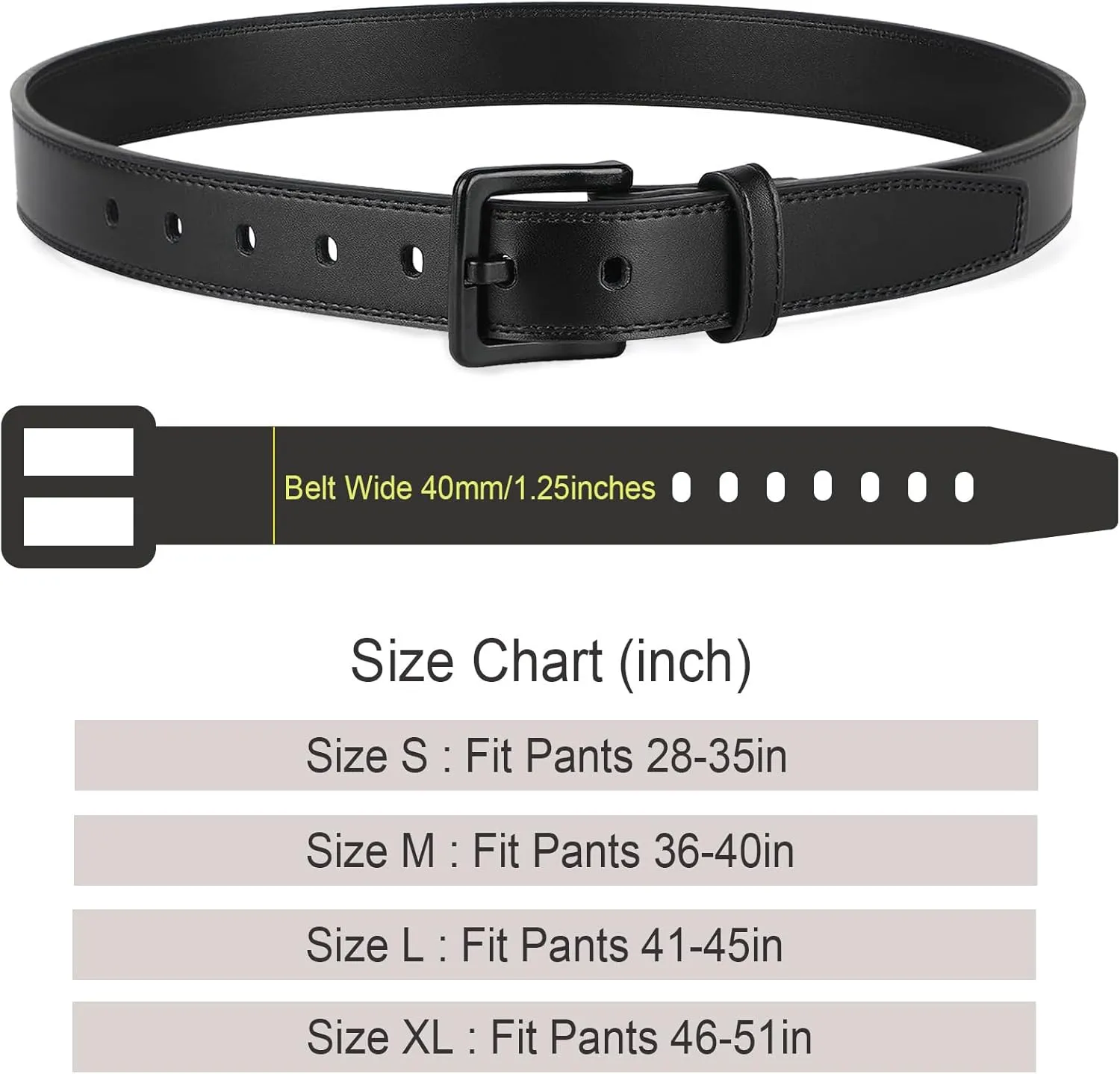 XZQTIVE Men??s Metal Free Belt Hypoallergenic Leather Belts For Jeans Dress Nickle Free TSA Belt With Black Buckle